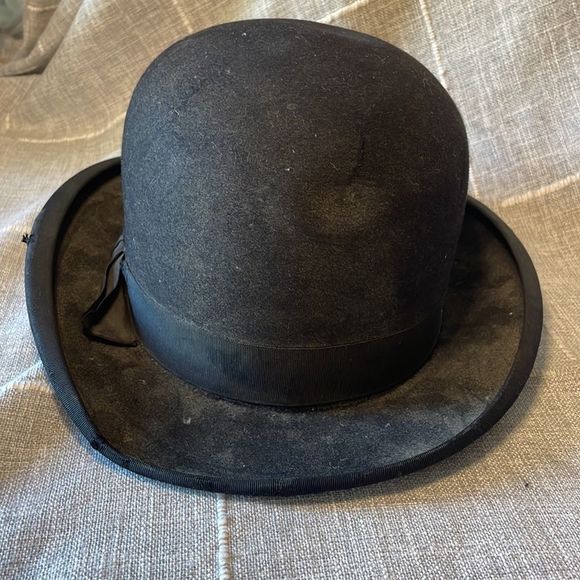 Vintage 1920s Frank Schoble CoBlack Wool Felt Bowler Derby Hat Antique made 🇺🇸 - Picture 7 of 8